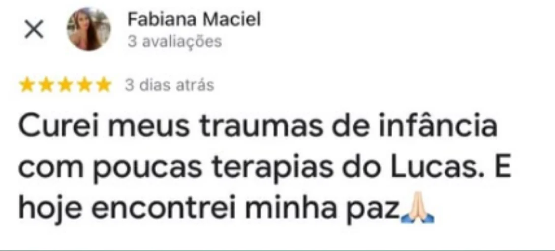 Avaliação de 5 estrelas de Fabiana Maciel sobre as terapias com o Lucas